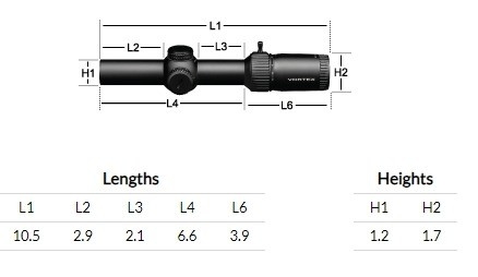 18.5oz 1-6x24 SFP Vue optique AR-BDC3 Rétrique 30 mm Tube avec réglage de parallaxe fixe