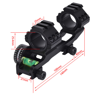 Scope Mount Matte Finition Noire Double Rings Indicateur de niveau et d'angle de bulle pour 21 mm