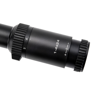 1-4x24 Tactique éclairée 30 mm Tube Glass Reticle Scope avec puissance maximale de sortie 0