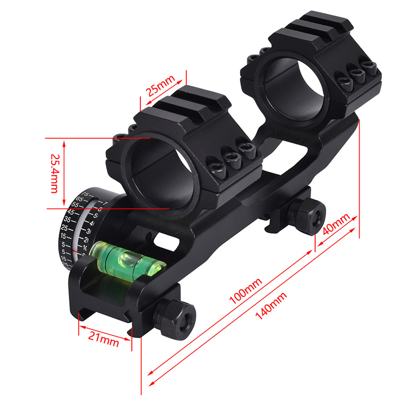 Scope Mount Matte Finition Noire Double Rings Indicateur de niveau et d'angle de bulle pour 21 mm